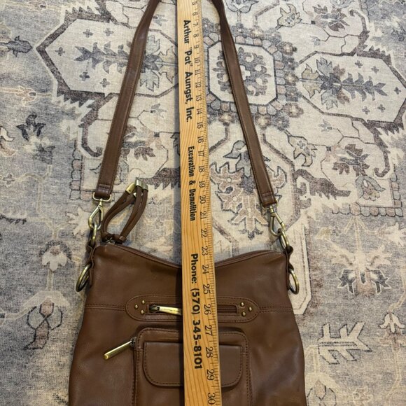 Stone Mountain Brown Leather Crossbody Bag W/Multiple Pockets & Adjustable Strap - Picture 7 of 10